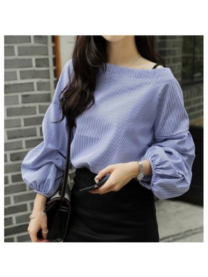 Baju Korea Blouse Lolita Hs Biru