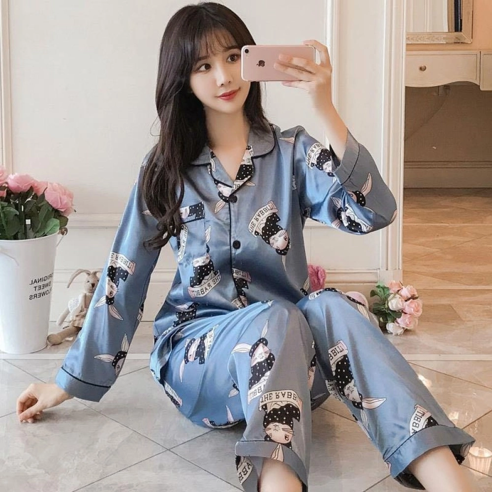 Baju Korea St Satin Pp Rabbit Hs Blue