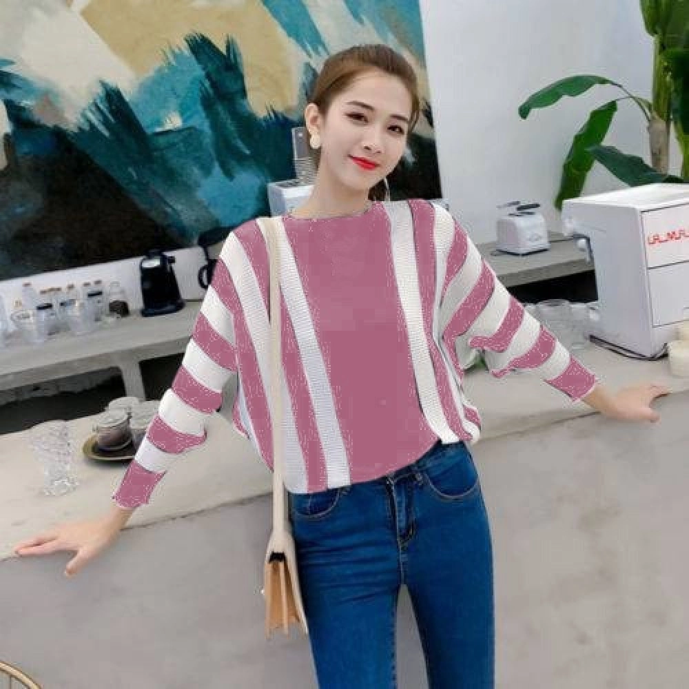 Baju Korea Batwing Stripe Ra Dusty