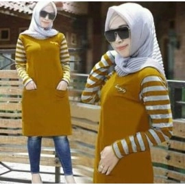 Baju Korea Tunik Geisha Ff Mustard