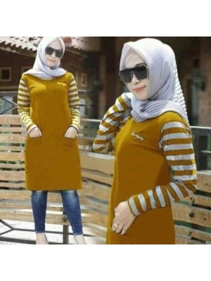 Baju Korea Tunik Geisha Ff Mustard