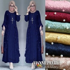 Baju Korea Hj Tunik Vianne Brukat Navy