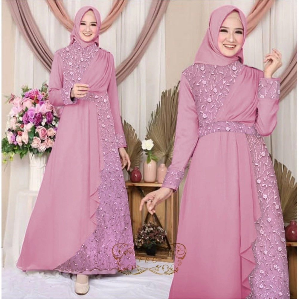 Baju Korea Hj Maxi Zeline Ff Dusty