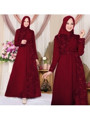 Baju Korea Hj Maxi Zeline Ff Maroon
