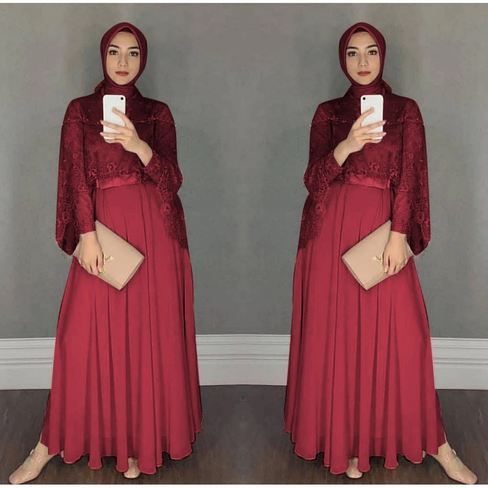 Baju Korea Hj Maxi Chikita Ra Maroon Baju Korea Hj Maxi Chikita Ra Maroon