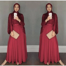 Baju Korea Hj Maxi Chikita Ra Maroon