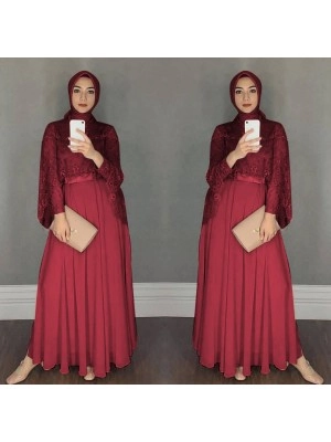 Baju Korea Hj Maxi Chikita Ra Maroon