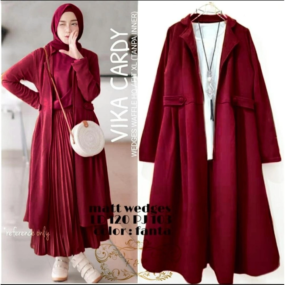 Baju Korea Cardi Rifka Ff Maroon