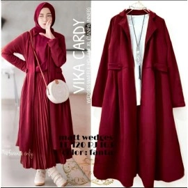 Baju Korea Cardi Rifka Ff Maroon