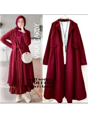 Baju Korea Cardi Rifka Ff Maroon