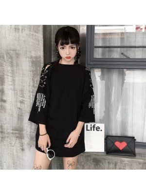 Baju Korea Top Ring Or Hitam