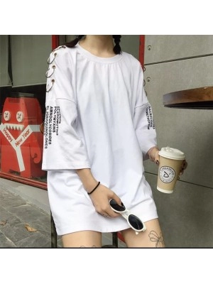 Baju Korea Top Ring Or Putih