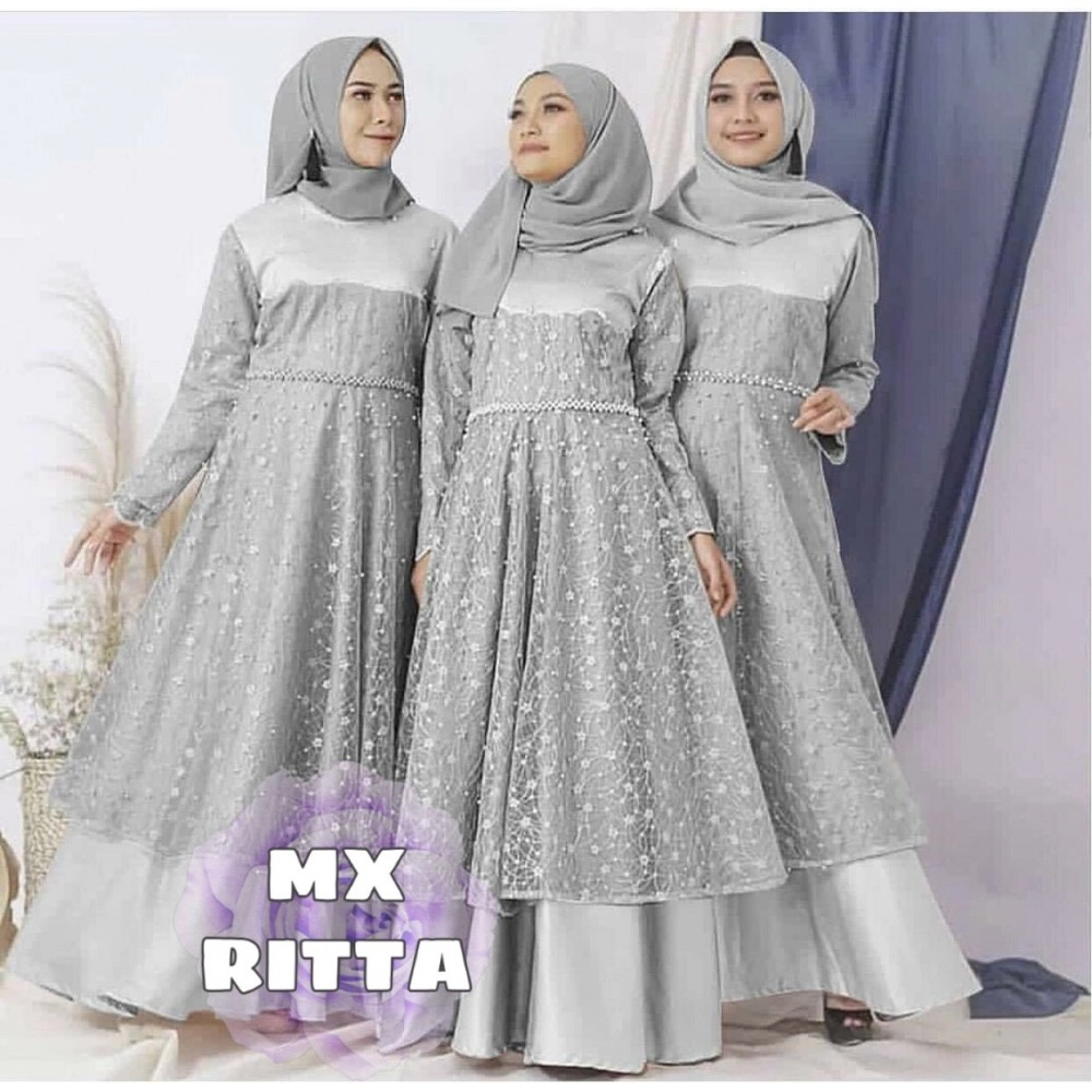 Baju Wanita Hj Maxi Ritta Rd Brukat Abu Baju Wanita Hj Maxi Ritta Rd Brukat Abu