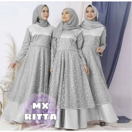 Baju Wanita Hj Maxi Ritta Rd Brukat Abu