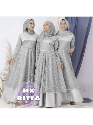 Baju Wanita Hj Maxi Ritta Rd Brukat Abu