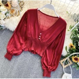 Baju Wanita Blouse Claire Oz Maroon