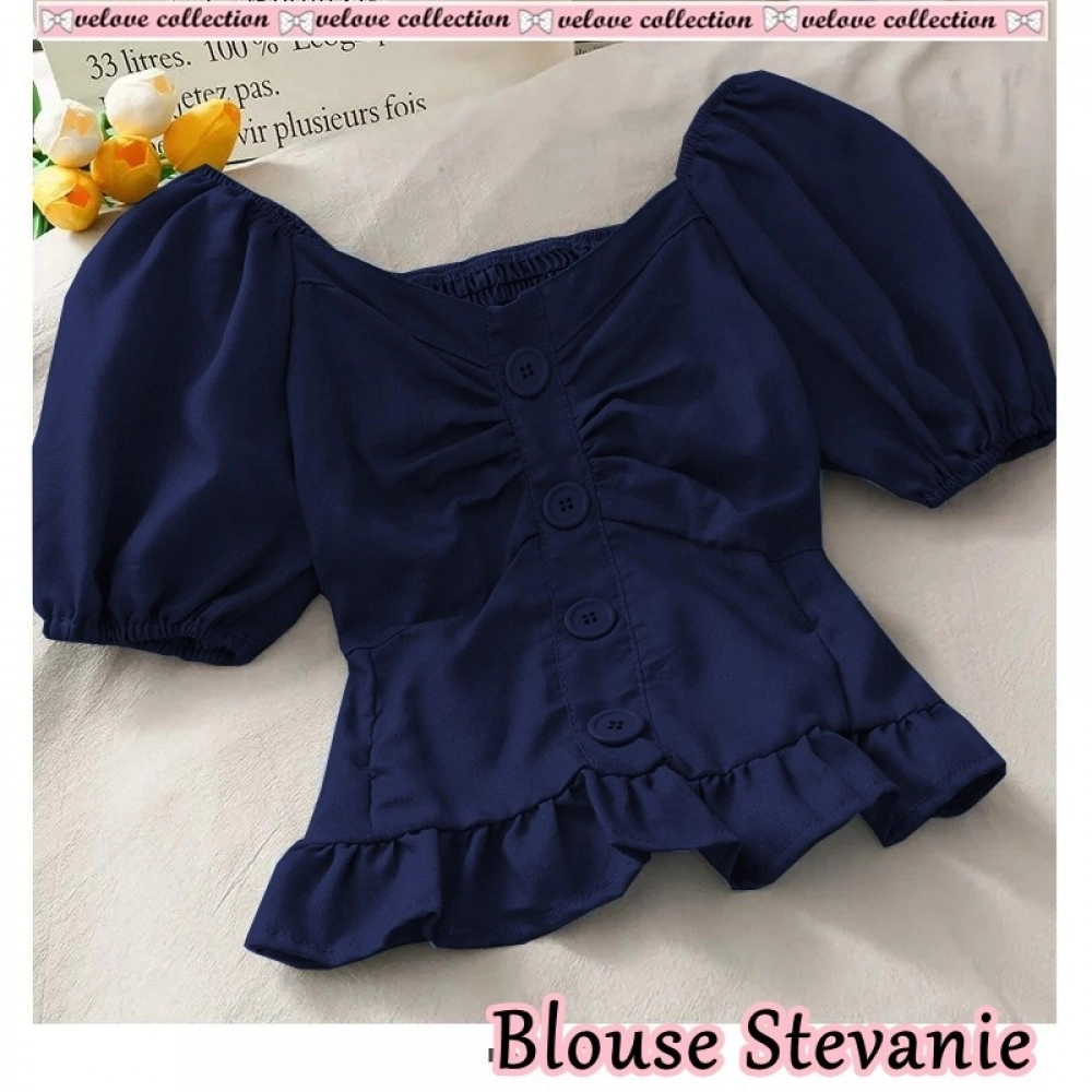 Baju Wanita Blouse Stevanie Vl Navy