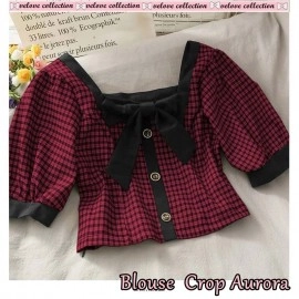 Baju Wanita Blouse Aurora Vl Hitammaroon Baju Wanita Blouse Aurora Vl Hitammaroon