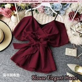 Baju Wanita Blouse Elegant Haori Vl Maroon