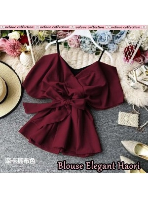 Baju Wanita Blouse Elegant Haori Vl Maroon