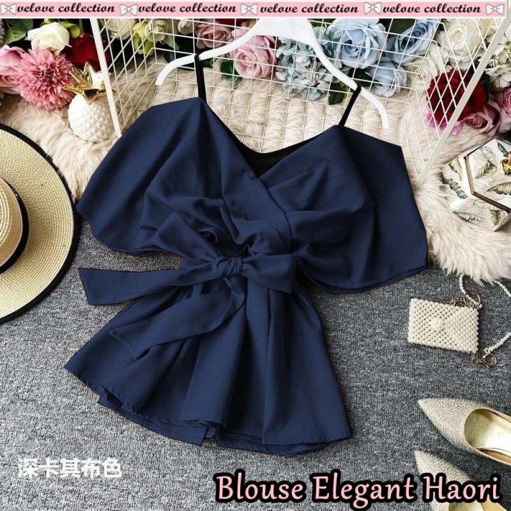 Baju Wanita Blouse Elegant Haori Vl Navy