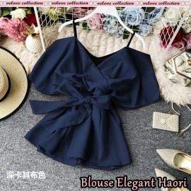 Baju Wanita Blouse Elegant Haori Vl Navy