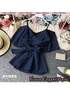 Baju Wanita Blouse Elegant Haori Vl Navy