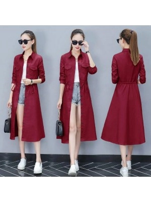 Baju Wanita Long Coat Pocket Vl Maroon