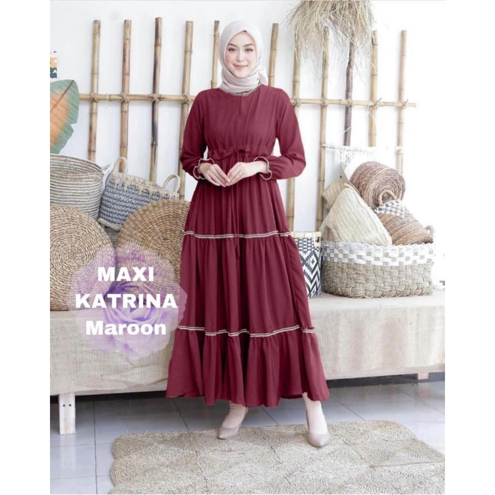 Baju Wanita Hj Maxi Katrina Rd Maroon Baju Wanita Hj Maxi Katrina Rd Maroon