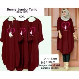 Baju Korea Tunik Love Ra Maroon