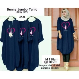 Baju Korea Tunik Love Ra Navy