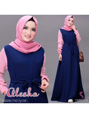 Baju Korea Hj Maxi Alesha Sf Navy