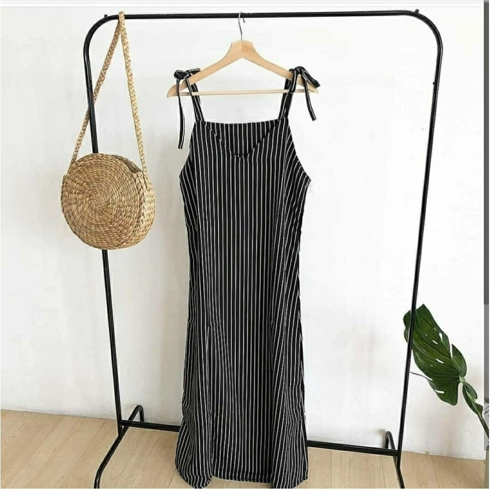 Baju Korea Overall Milea Go Salur Black