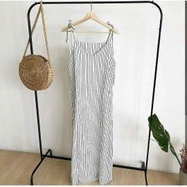 Baju Korea Overall Milea Go Salur Putih