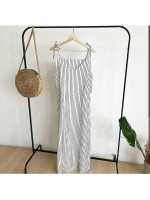 Baju Korea Overall Milea Go Salur Putih