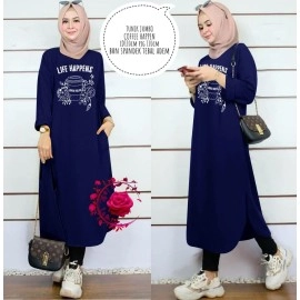 Baju Korea Jumbo Tunik Coffe Mb Navy