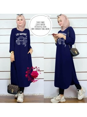 Baju Korea Jumbo Tunik Coffe Mb Navy