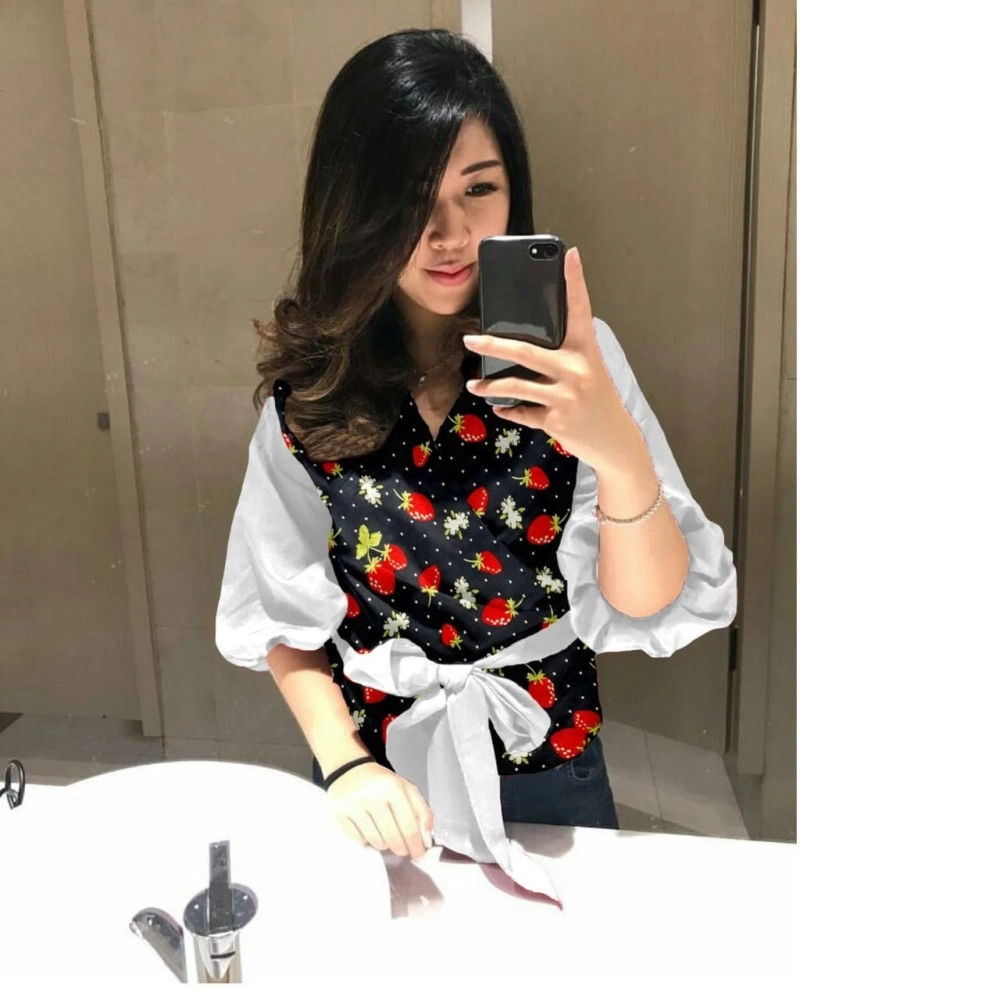 Baju Korea Top Juwita Hn Strawberry