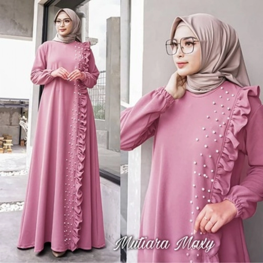 Baju Wanita Hj Maxi Mutiara Us Dusty Baju Wanita Hj Maxi Mutiara Us Dusty