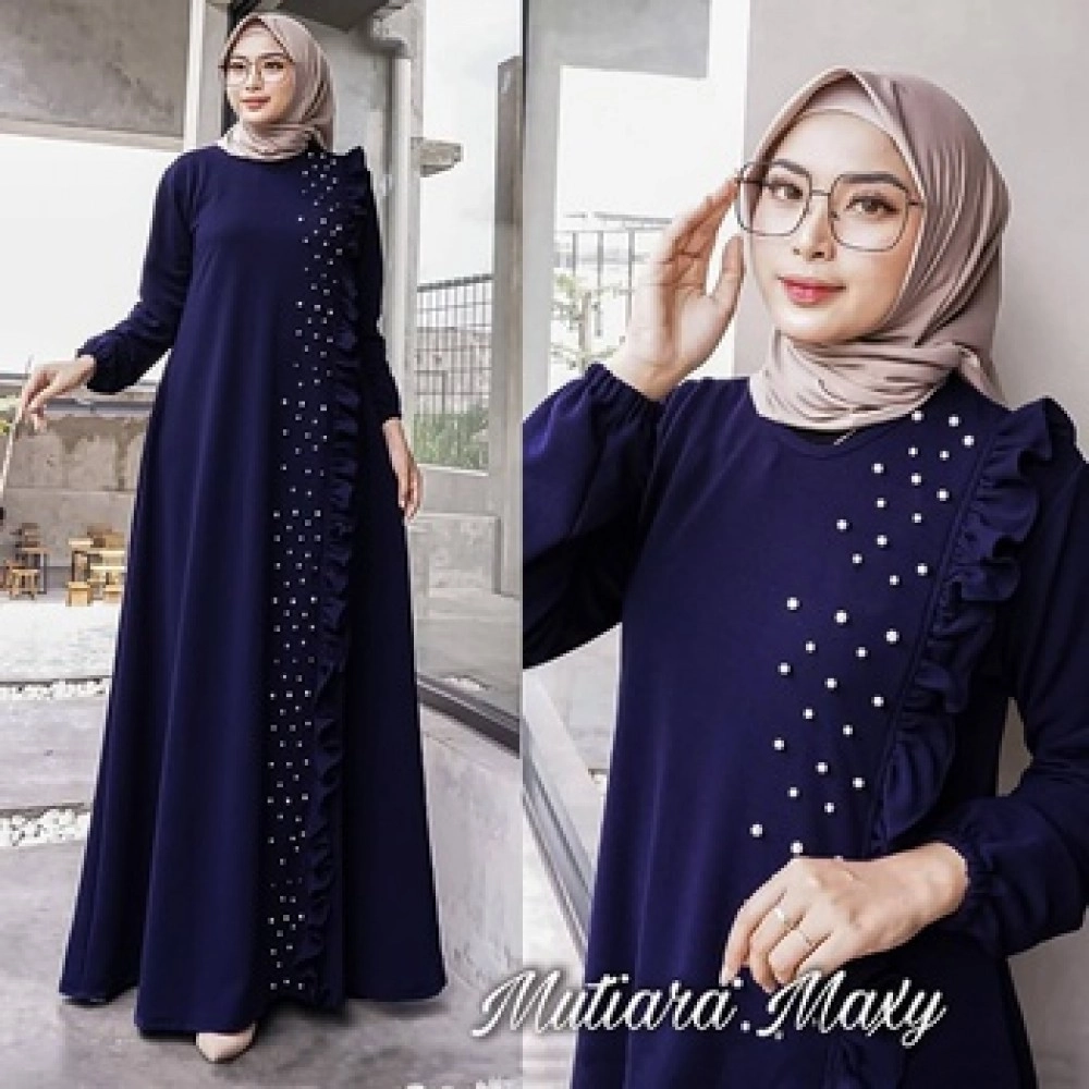 Baju Wanita Hj Maxi Mutiara Us Navy Baju Wanita Hj Maxi Mutiara Us Navy