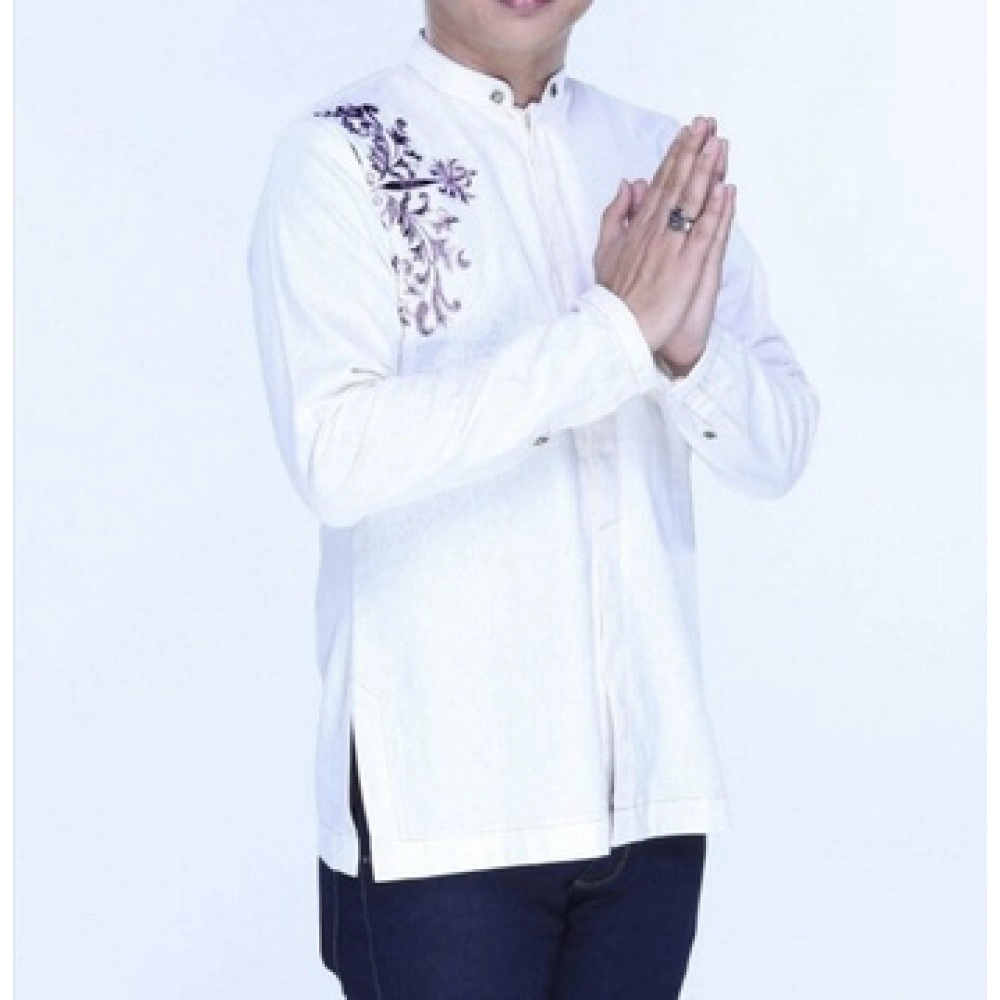 Baju Pria Koko Fajar Bordir Putih