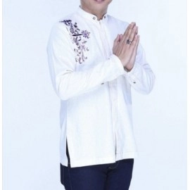 Baju Pria Koko Fajar Bordir Putih