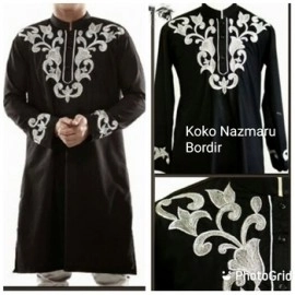 Baju Pria Koko Nazmaru Bordir Pp Hitam