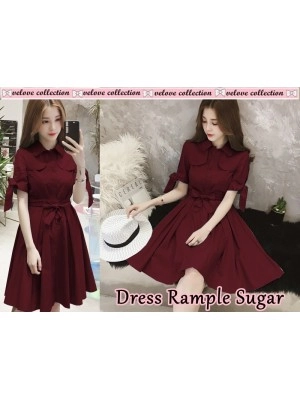 Baju Korea Drs Rample Sugar Maroon