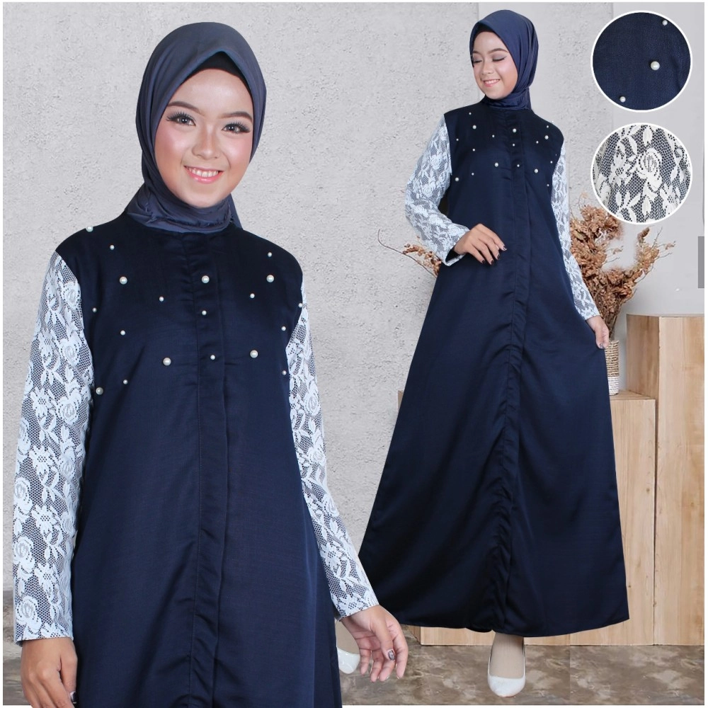 Baju Korea Hj Maxi Shaliha Ij Navy