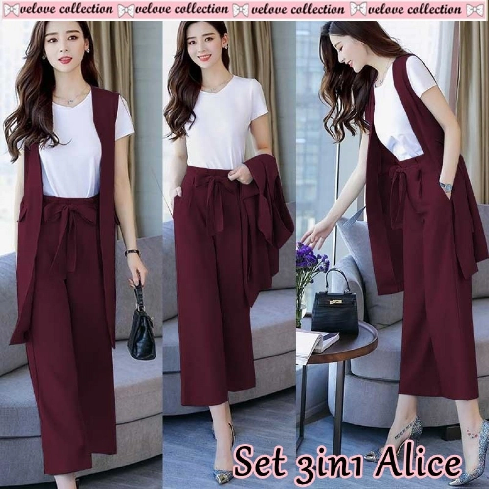 Baju Korea St Alice 3In1 Vl Maroon