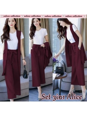Baju Korea St Alice 3In1 Vl Maroon