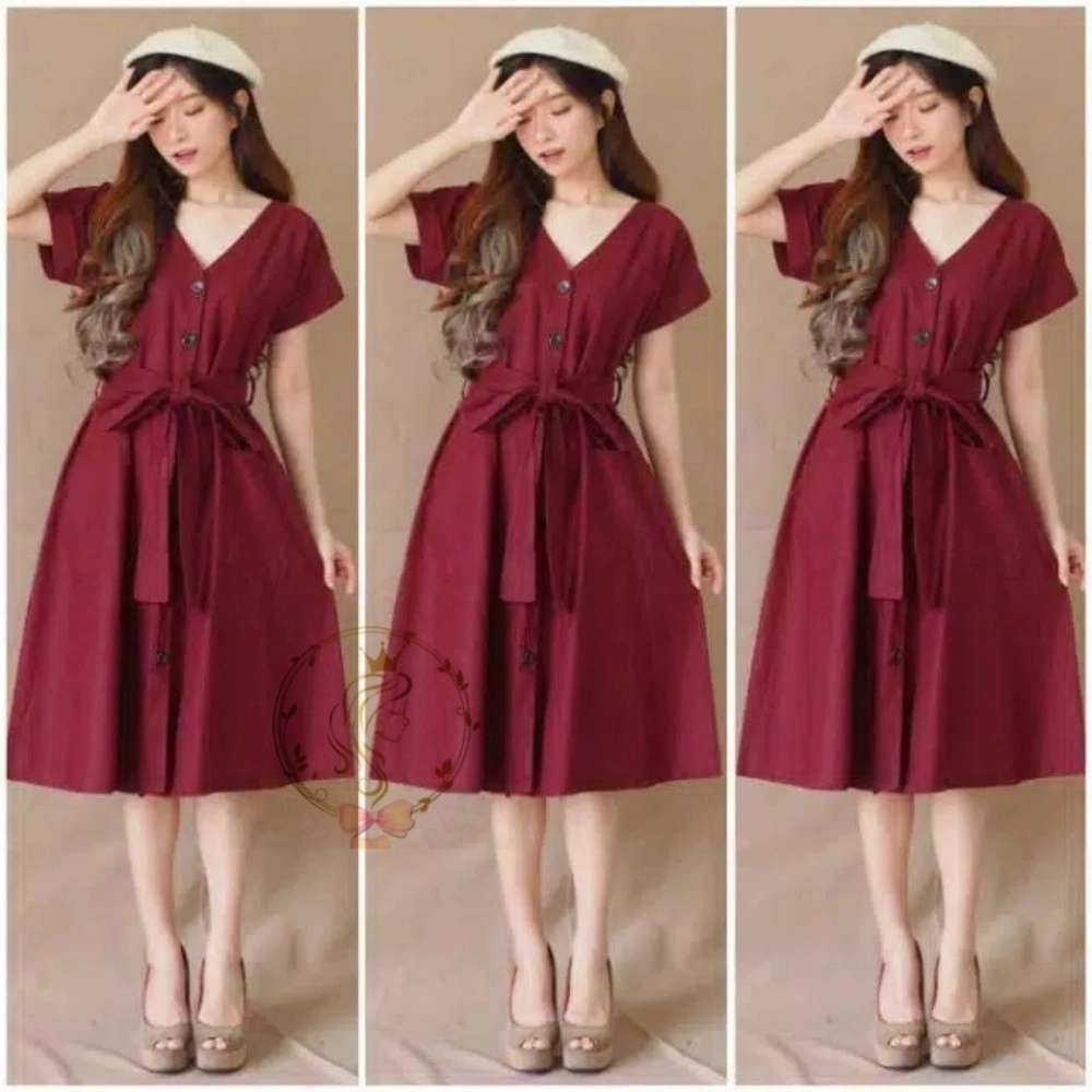Baju Korea Drs Sonia Fd Maroon