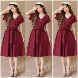 Baju Korea Drs Sonia Fd Maroon