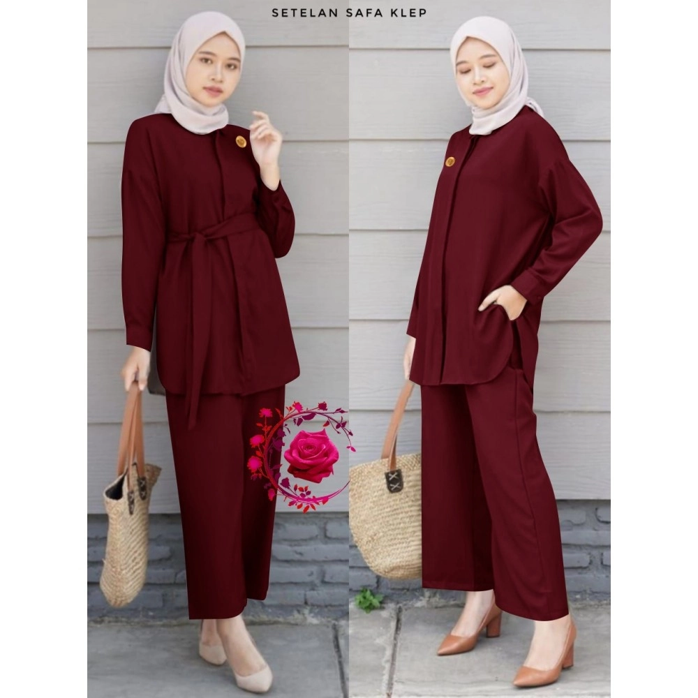 Baju Korea St Safa Klep Mb Maroon
